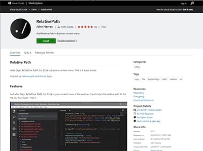 RelativePath Vs Code extension